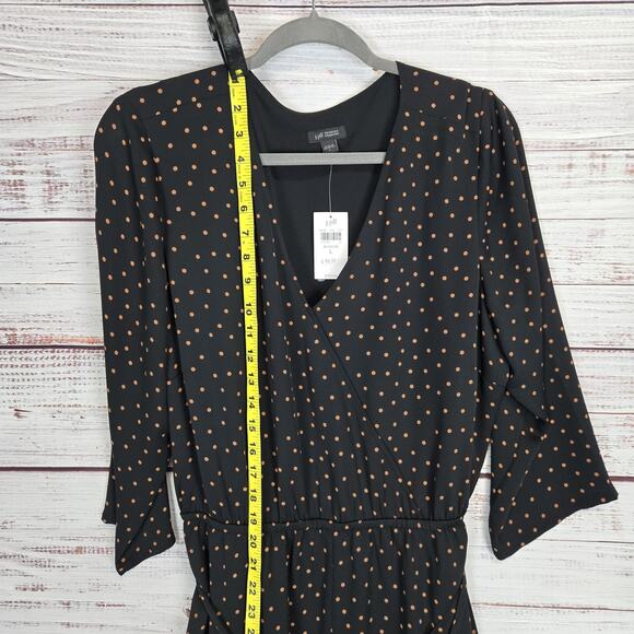 J Jill Wearever Collection Midi Dress Size L Black Polka Dot Belted Lined NWT - Picture 4 of 14